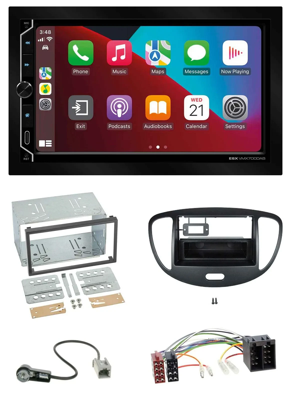 Автомагнитола ESX 2DIN DAB USB MP3 Bluetooth для Hyundai i10 2008–2013 черная