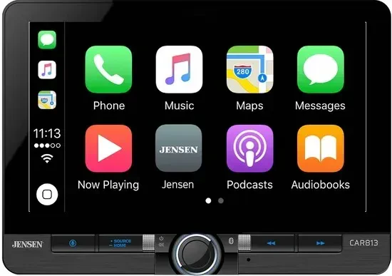 Автомагнитола Jensen CAR813 8" плавающий сенсорный экран, Bluetooth, совместимый с Apple CarPlay и Android