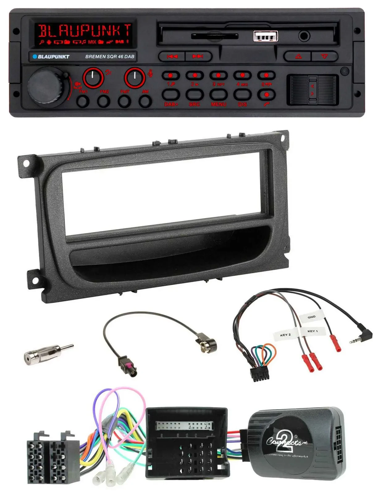 Blaupunkt SD Lenkrad USB Bluetooth DAB Autoradio für Ford C-Max Focus Can 07-10