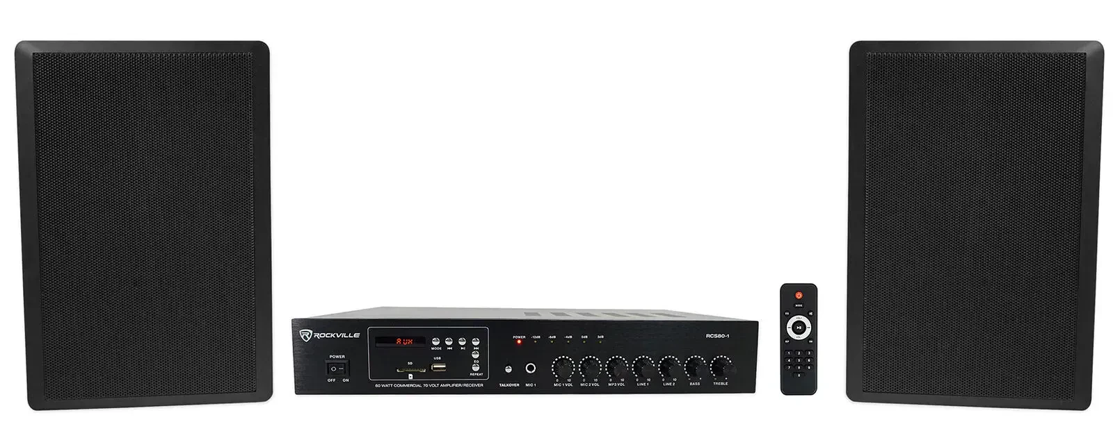 Настенная акустика Rockville RCS80-1+Rock Slim 70B Black с усилителем (пара)