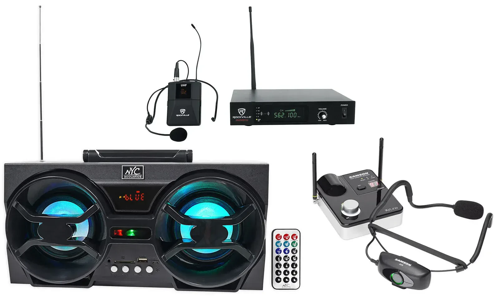 Микрофонная радиосистема для фитнеса Samson AirLine 99m D-Band, аккумуляторная (набор) с гарнитурой и boombox
