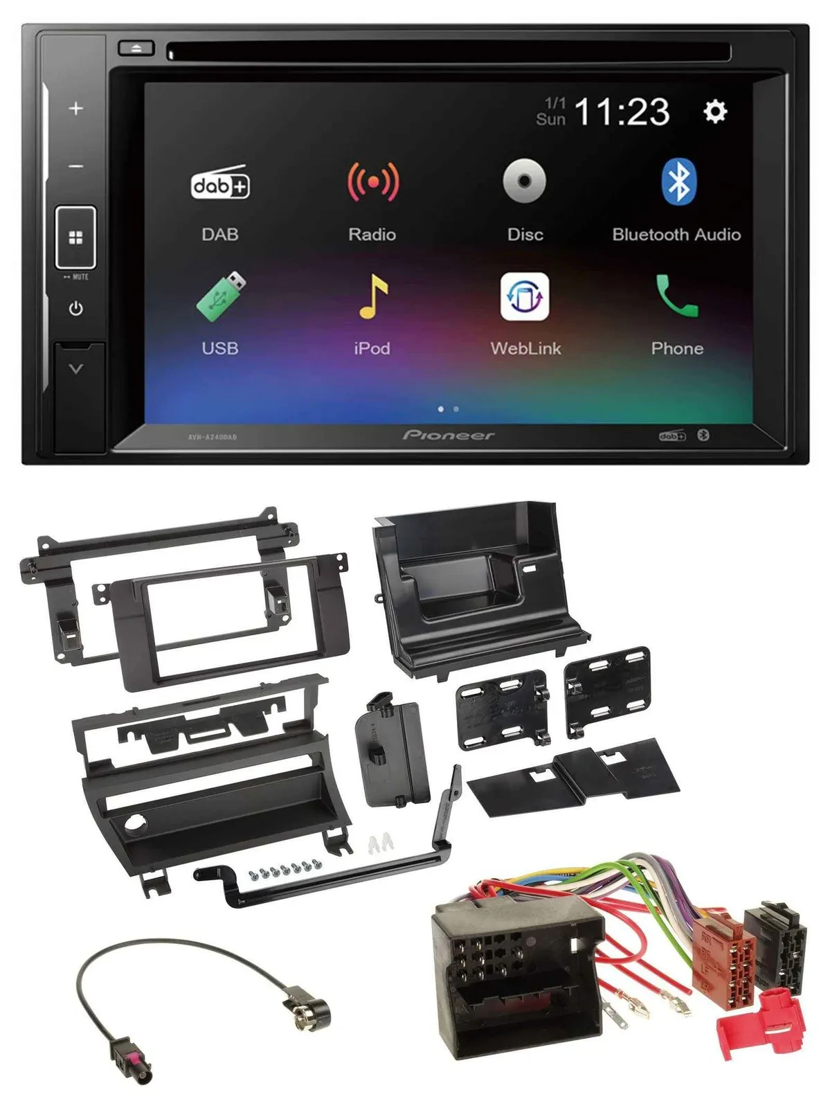 Pioneer Bluetooth MP3 USB 2DIN DAB DVD Autoradio für BMW 3-er E46 2002-2006 1 Sc