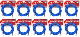 Инструментальный кабель Rockville RCGT20BL Blue 6.1 м (10 штук)