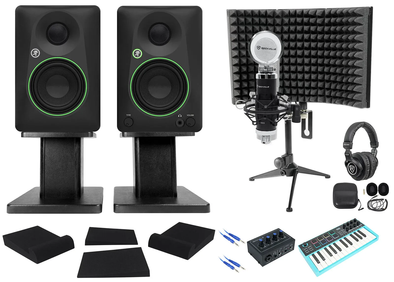 Mackie Studio Recording Kit w/CR3.5 Monitors+Interface+Controller+Mic+Headphones