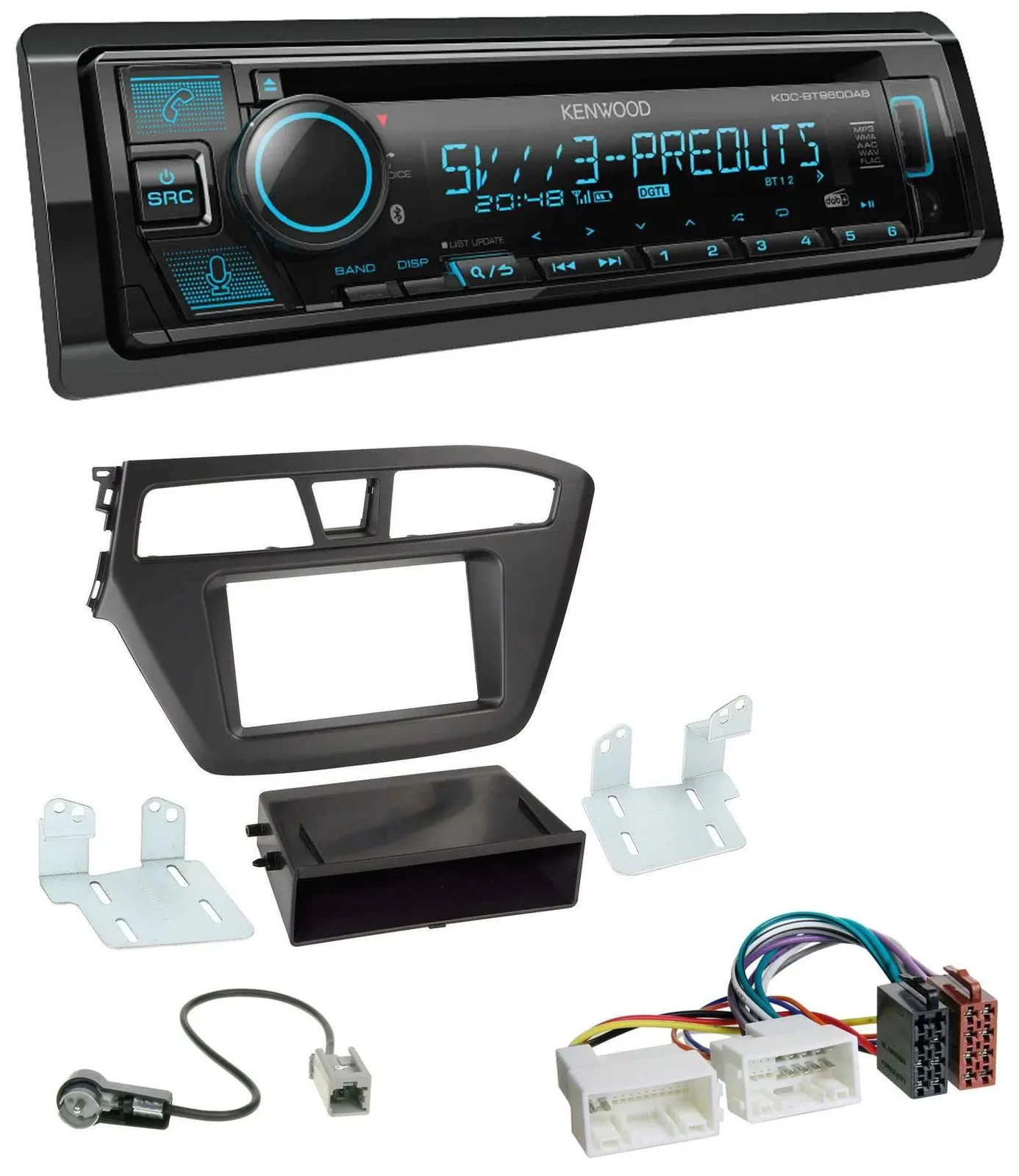 Автомагнитола Kenwood Bluetooth USB CD MP3 DAB для Hyundai i20 (2014–2020)