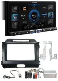 Alpine DAB 2DIN USB Bluetooth Lenkrad Autoradio für Kia Sportage III 10-15 schwa