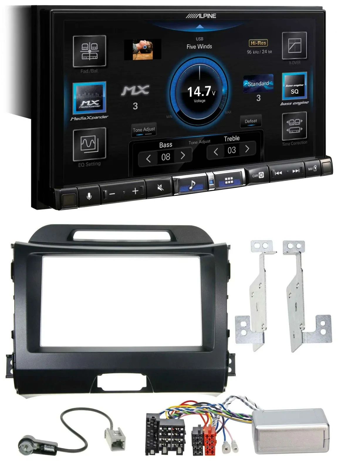 Alpine DAB 2DIN USB Bluetooth Lenkrad Autoradio für Kia Sportage III 10-15 schwa