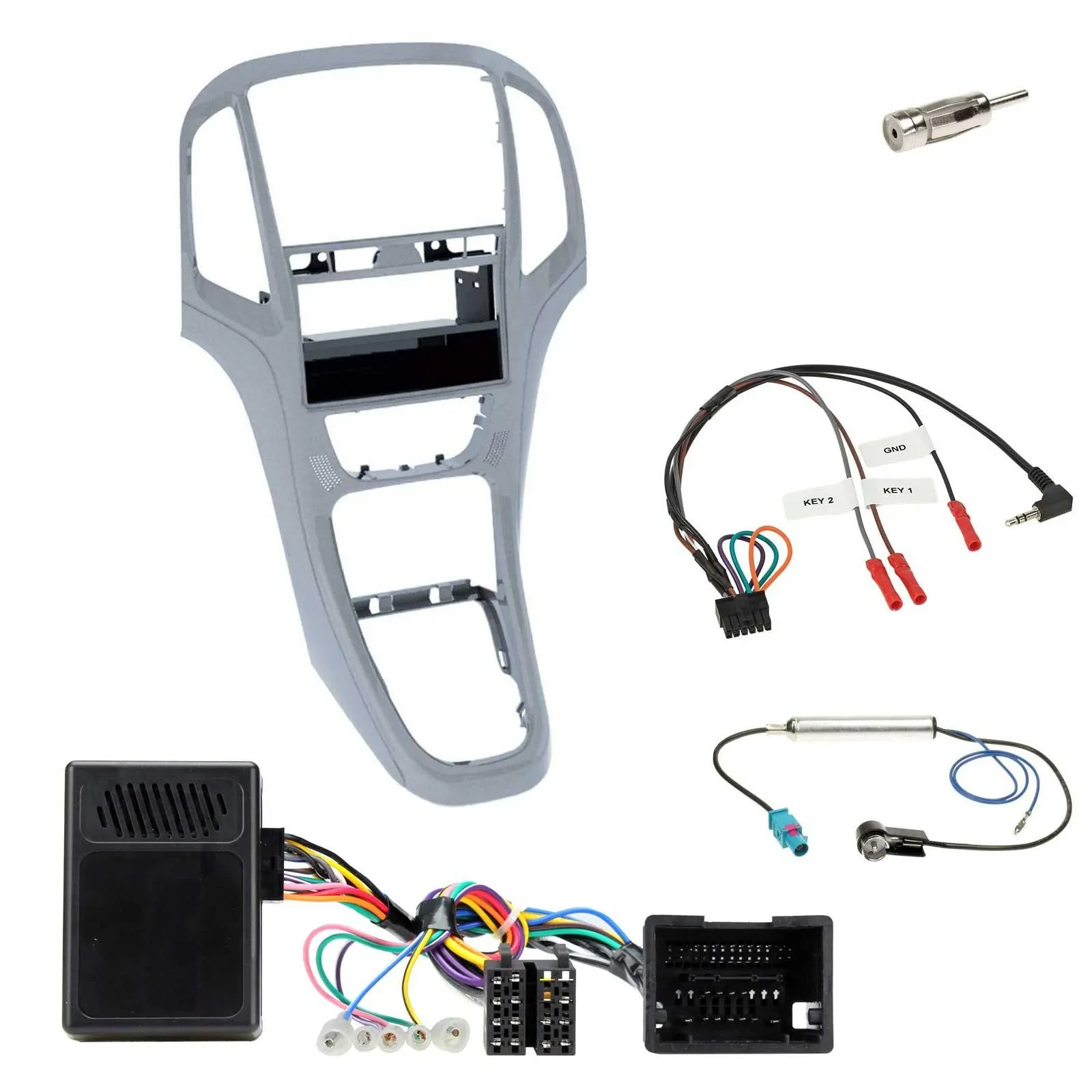 Einbauset Lenkradadapter DIN Autoradio für Opel Astra J 09-16 Platin silber