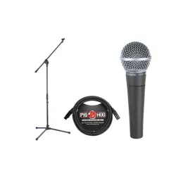 Shure SM58-LC Cardioid Handhld Wired Microphone With HA Mic Stand 10' XLR Cable