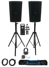 DJ Package w/ (2) Mackie Thump212XT 12" Powered Speakers+Stands+Headphones+Mic