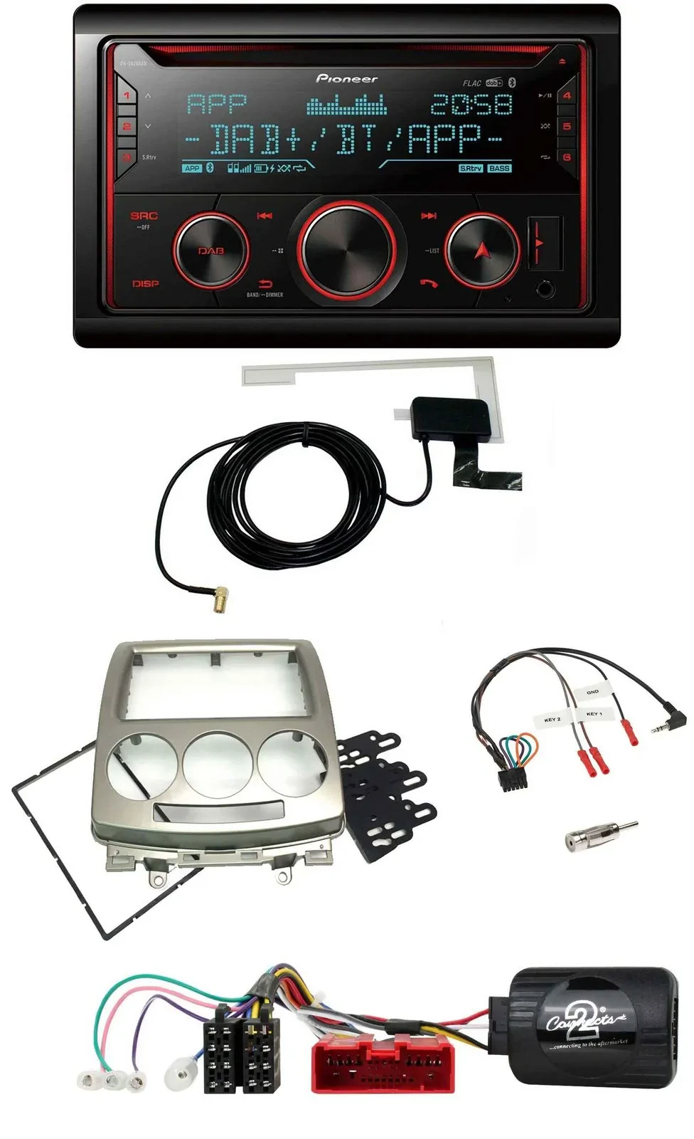 Pioneer 2DIN Lenkrad DAB USB CD Bluetooth Autoradio für Mazda 5 CR 2005-2010 sil