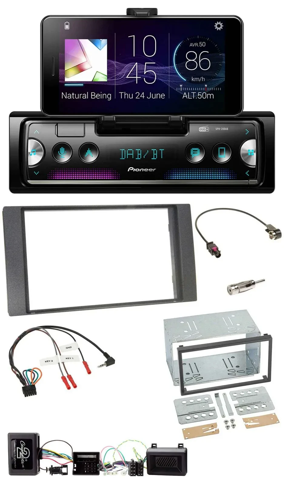Автомагнитола для Ford Kuga 2008–2012 Pioneer USB, Bluetooth, DAB, поддержка кнопок на руле, антрацит