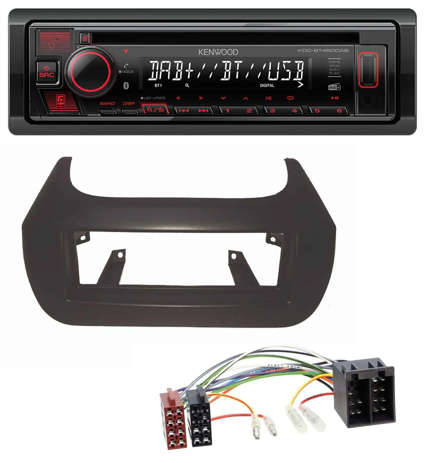 Kenwood MP3 CD USB Bluetooth DAB Autoradio für Citroen Nemo Fiat Fiorino Qubo Pe