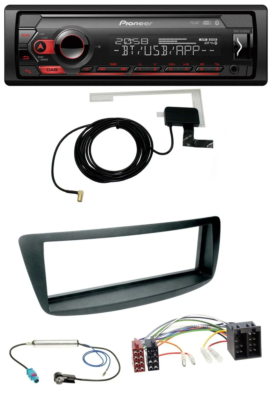 Автомагнитола Pioneer DAB, USB, MP3, Bluetooth для Citroen C1/Peugeot 107, разъем Fakra, фантомное питание антенны