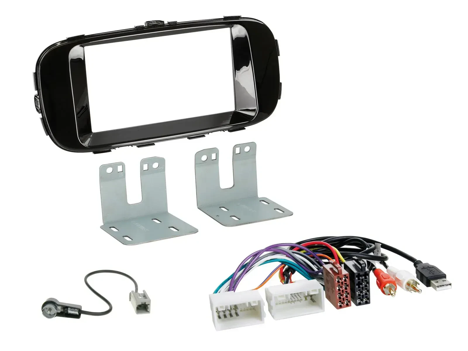 Установочный комплект для автомагнитолы Caraudio24 для Kia Soul PS 2014–2019 2 DIN, черный глянец, с AUX (набор)