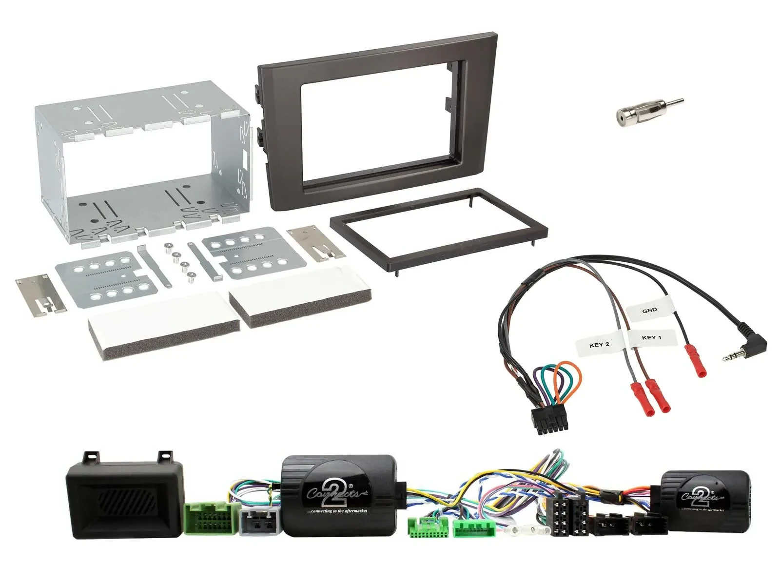 Einbauset Lenkradadapter Doppel DIN Autoradio für Volvo XC 90 2004-2014 schwarz