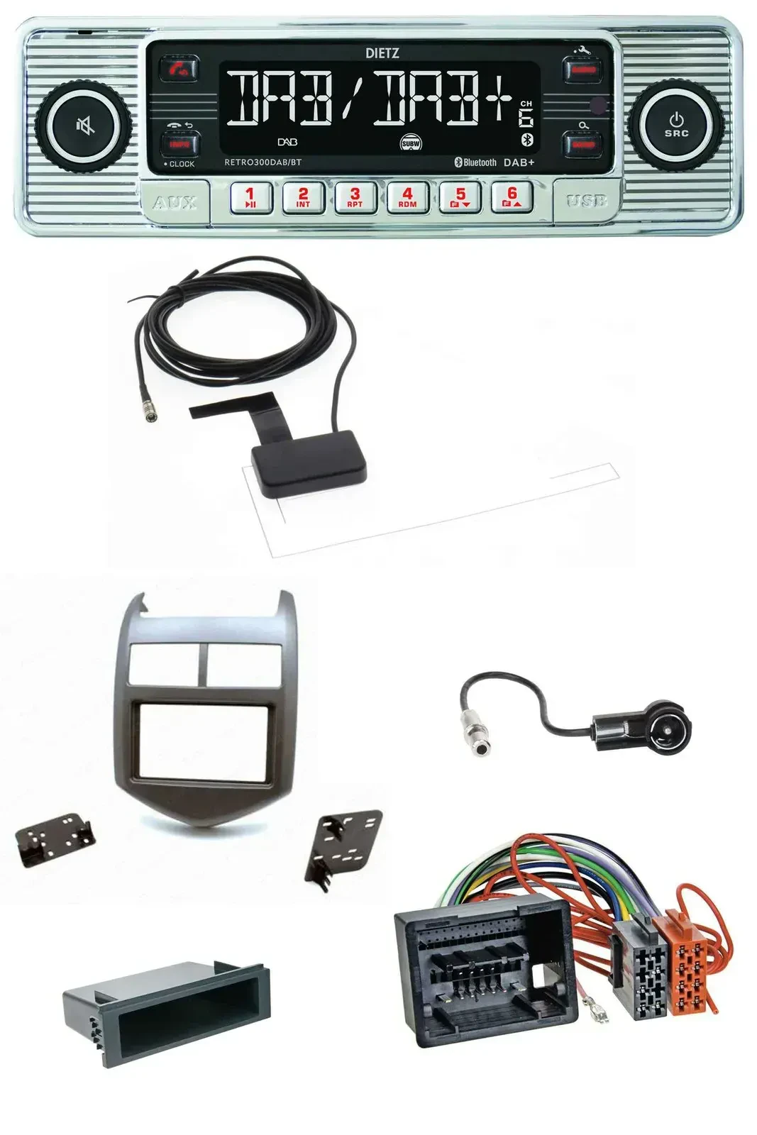 Автомагнитола для Chevrolet Aveo/Sonic Dietz Bluetooth USB MP3 DAB темно-серая