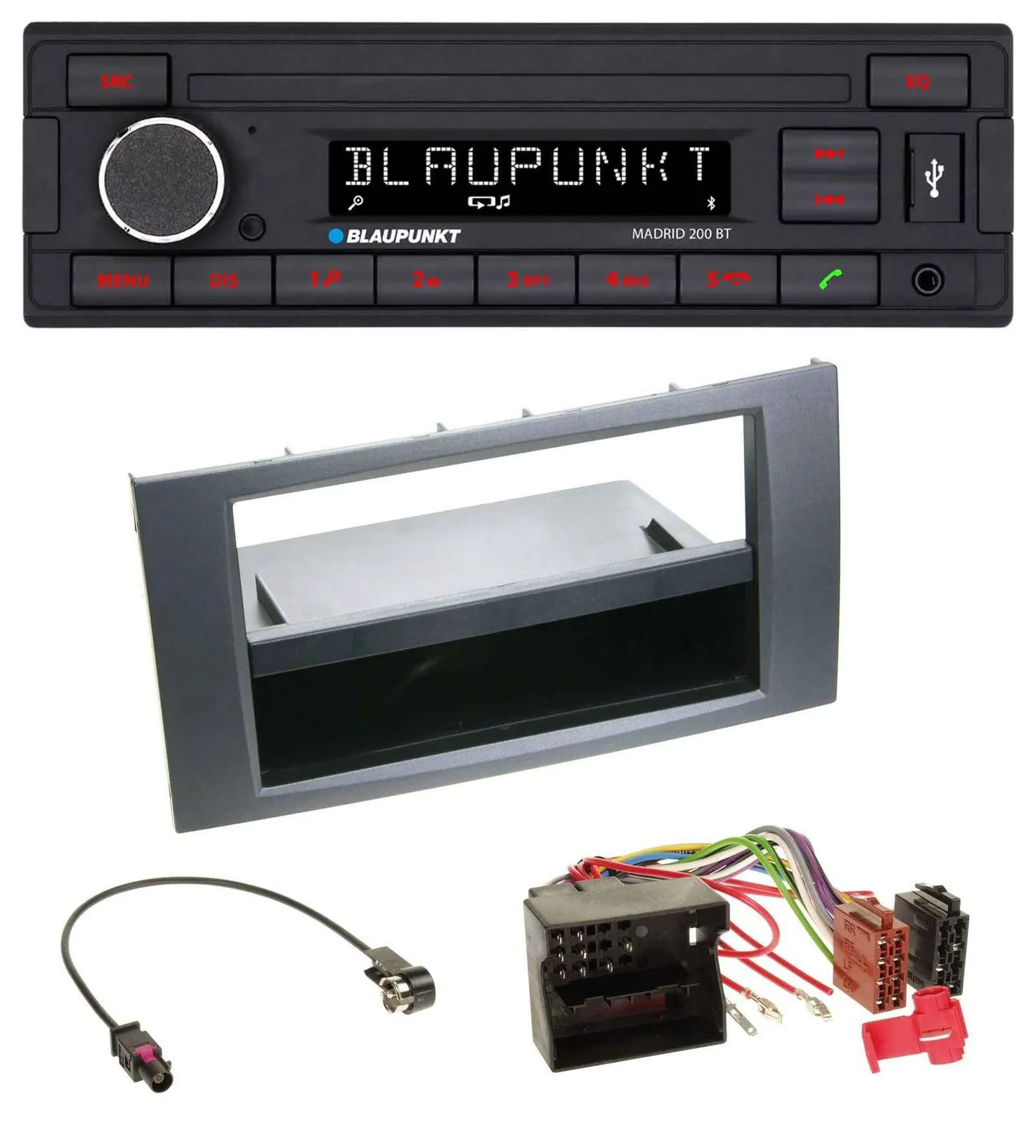 Blaupunkt USB AUX Bluetooth MP3 Autoradio für Ford Fiesta Focus 04-08 anthrazit