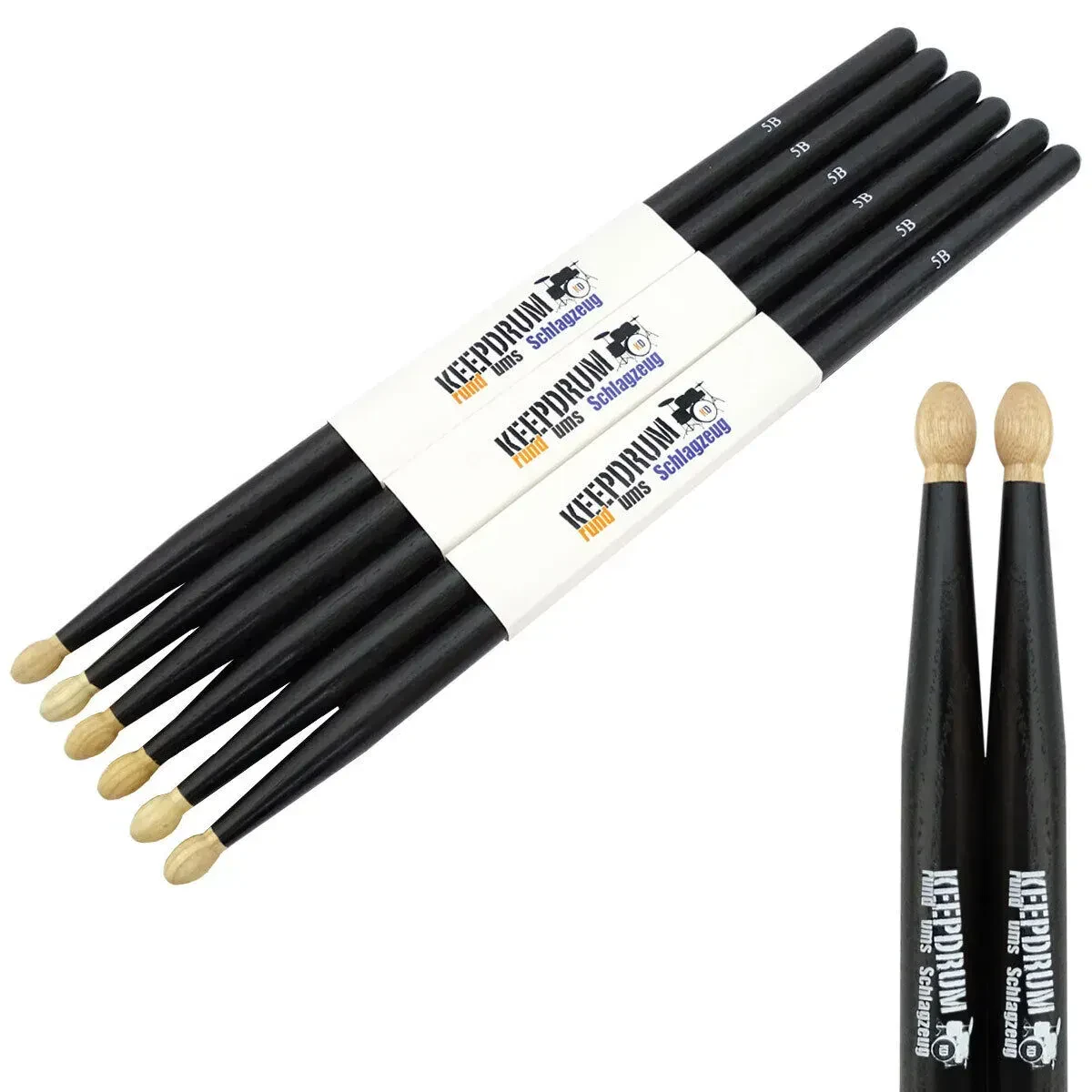 Барабанные палочки keepdrum 5B Black Hickory (3 пары)