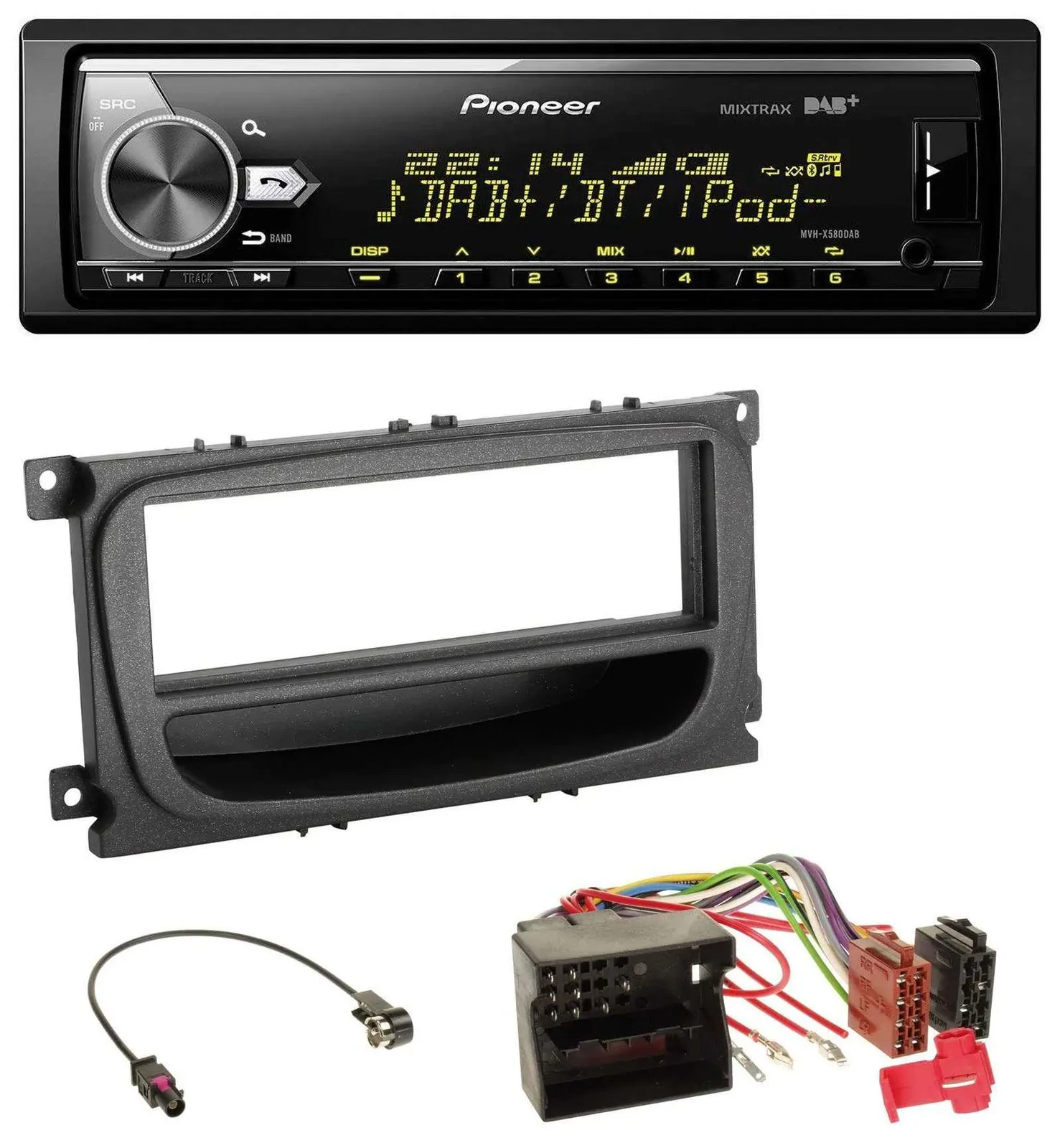 Pioneer Bluetooth USB DAB MP3 Autoradio für Ford C-Max Focus Galaxy ab 2007 Abla