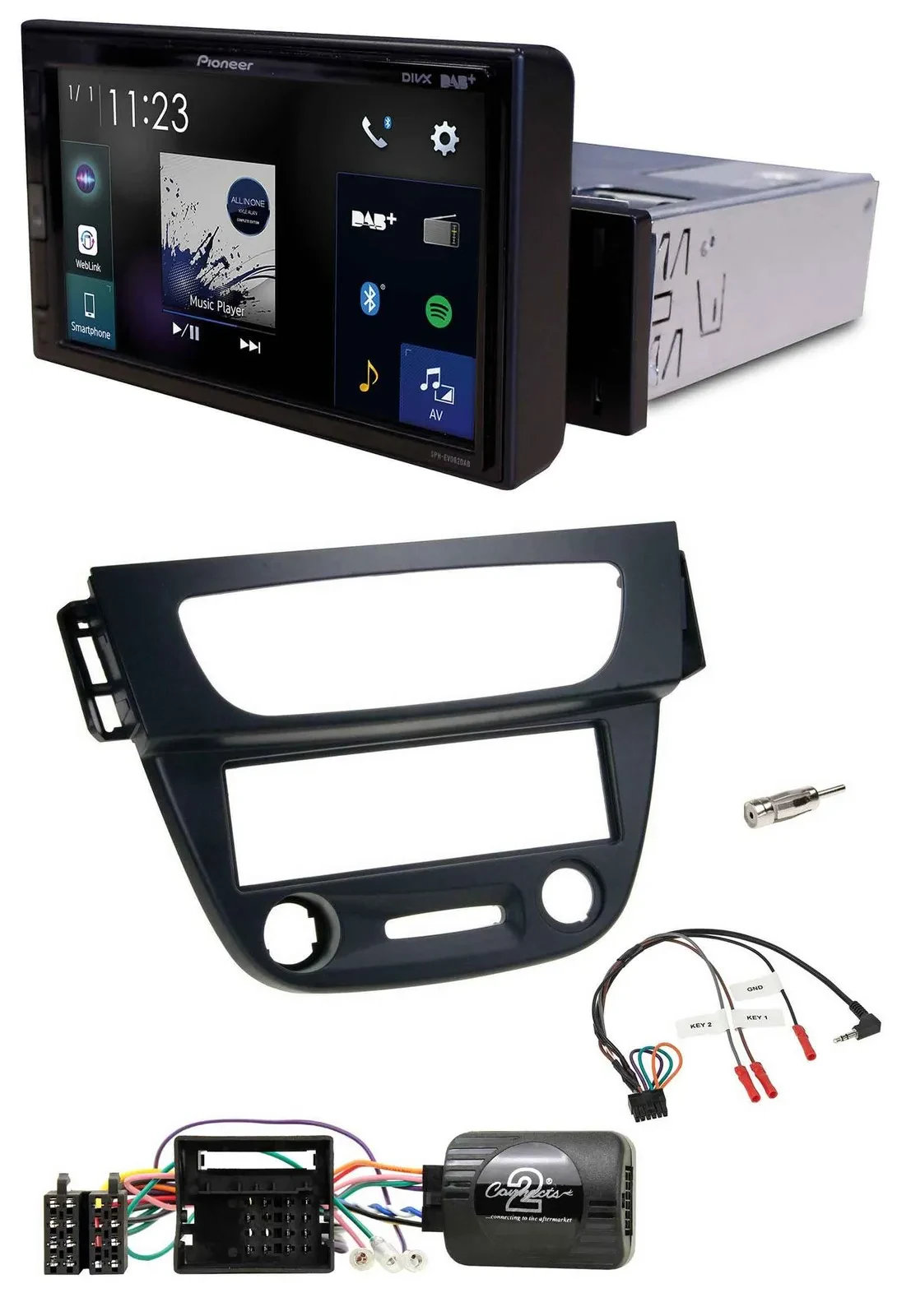 Pioneer DAB Lenkrad Bluetooth USB Autoradio für Renault Megane III 09-12 schwarz