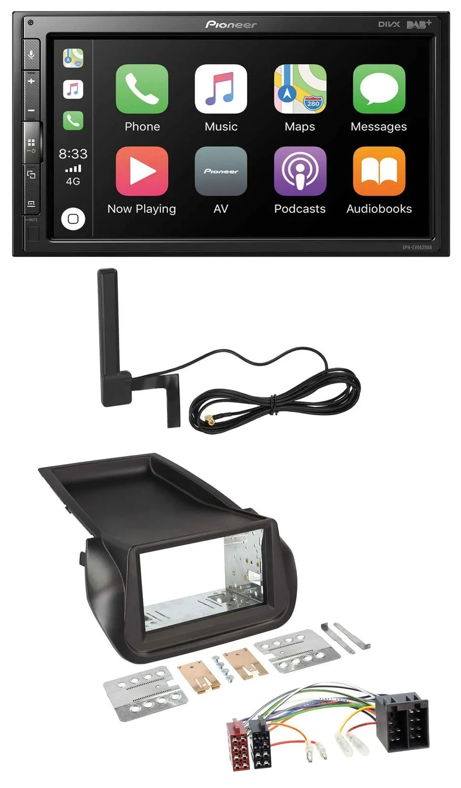 Pioneer USB 2DIN Bluetooth DAB MP3 Autoradio für Citroen Nemo Fiat Fiorino Peuge