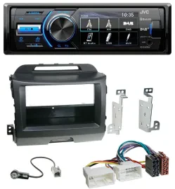 Автомагнитола JVC Bluetooth USB MP3 DAB для Kia Sportage 3 SL (2010–2015), черная