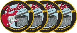 Genuine Fender 1946 Guitars & Amps Coaster Set Gift, 4-Pack