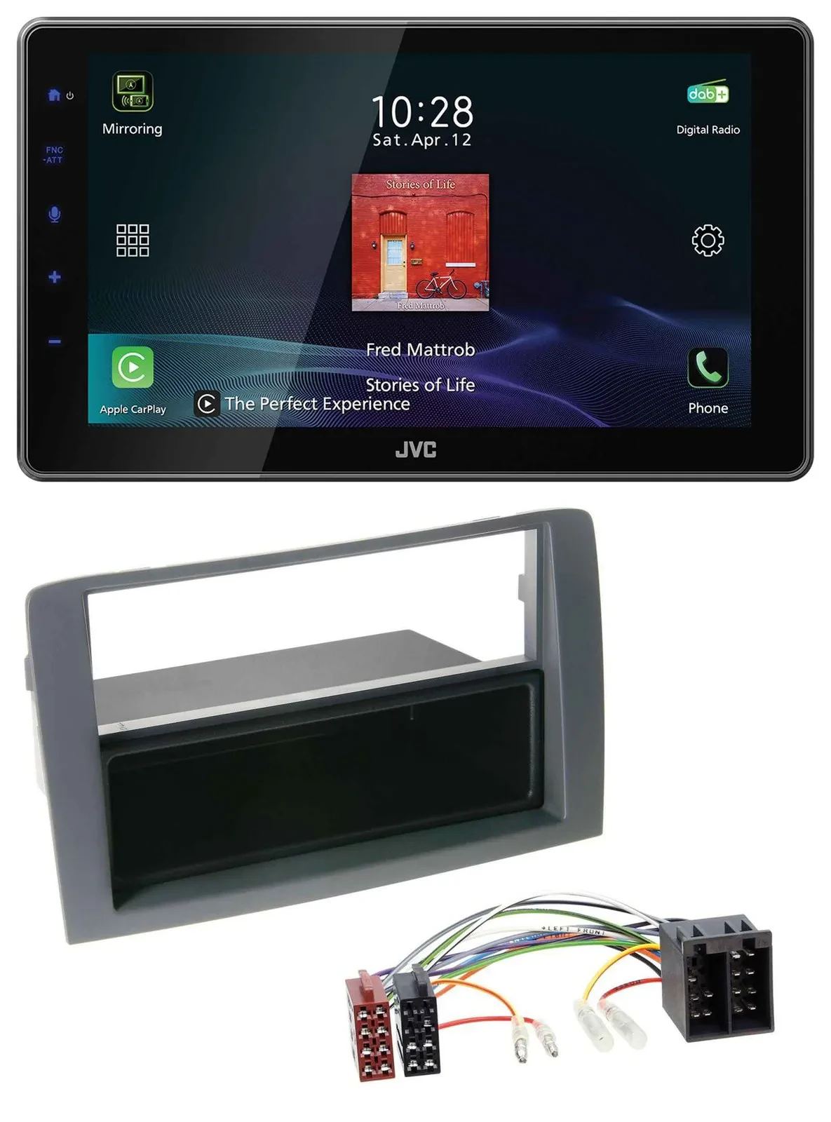 JVC DAB MP3 Bluetooth USB Autoradio für Fiat Idea (350, 03-11) - grau