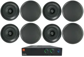 Потолочная акустика JBL CC80T Black с усилителем (8 штук)