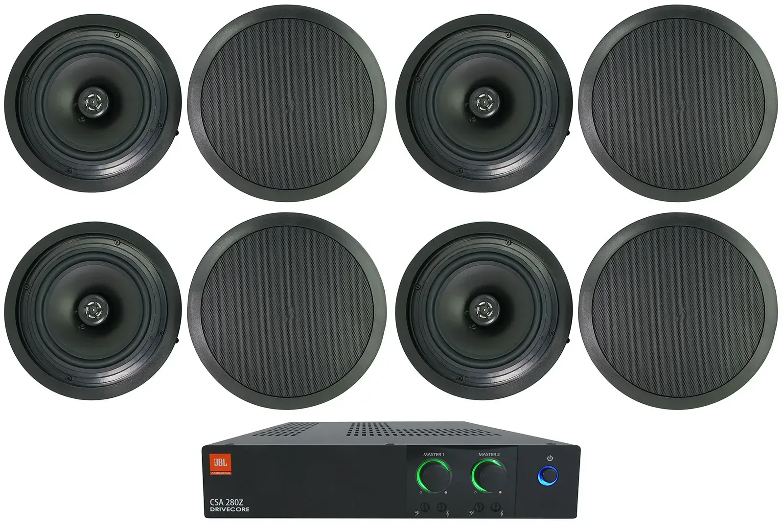 Потолочная акустика JBL CC80T Black с усилителем (8 штук)