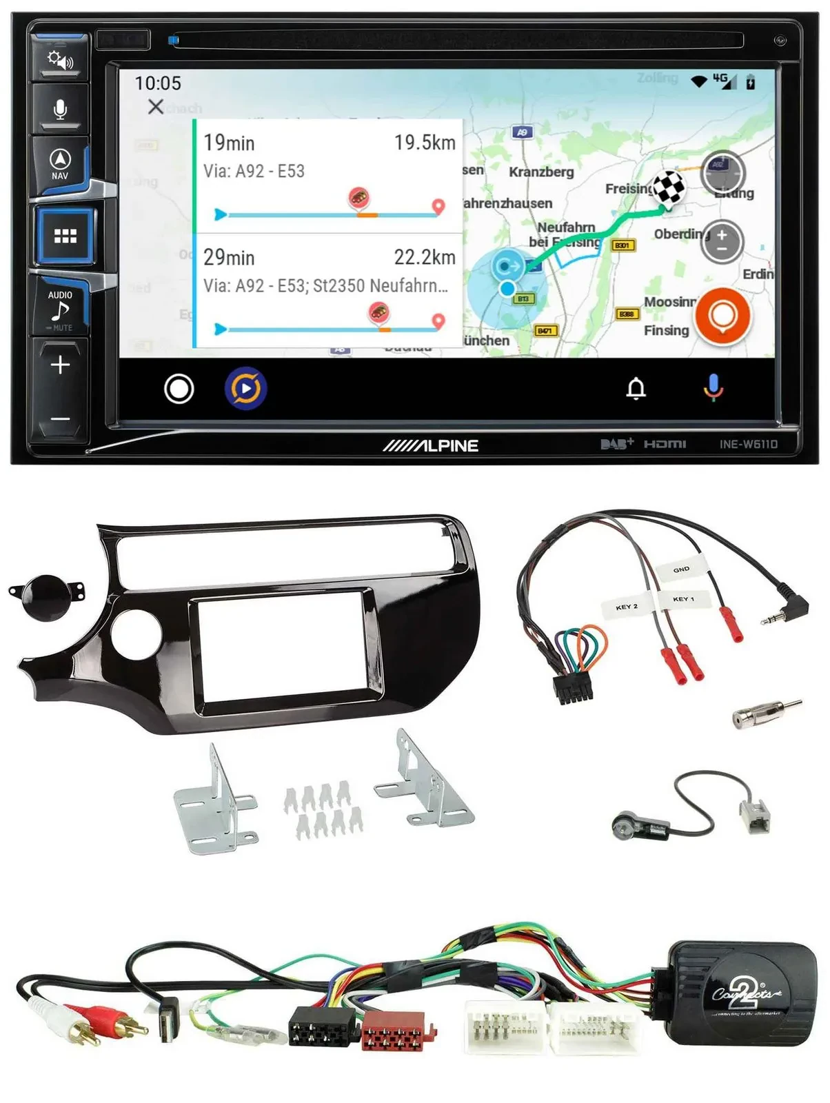 Alpine Bluetooth TMC USB DAB 2DIN Lenkrad Navigation für Kia Rio UB ab 2015 pian