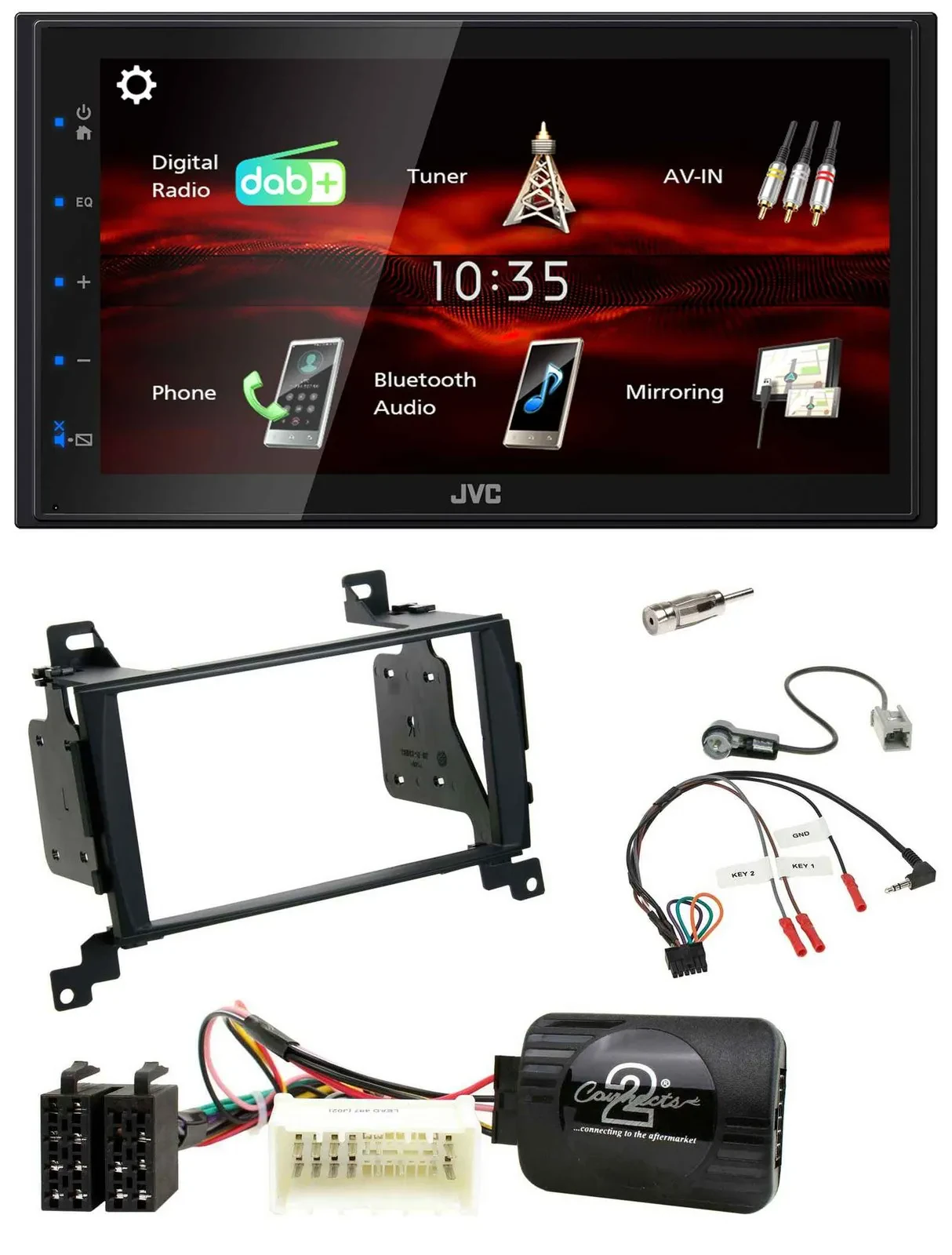 JVC USB Bluetooth Lenkrad DAB 2DIN Autoradio für Hyundai Santa Fe 07-12