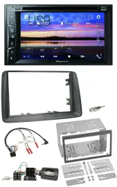 Автомагнитола Pioneer 2DIN, Bluetooth, USB, DVD, DAB, для Fiat Panda 2007–2012, серый