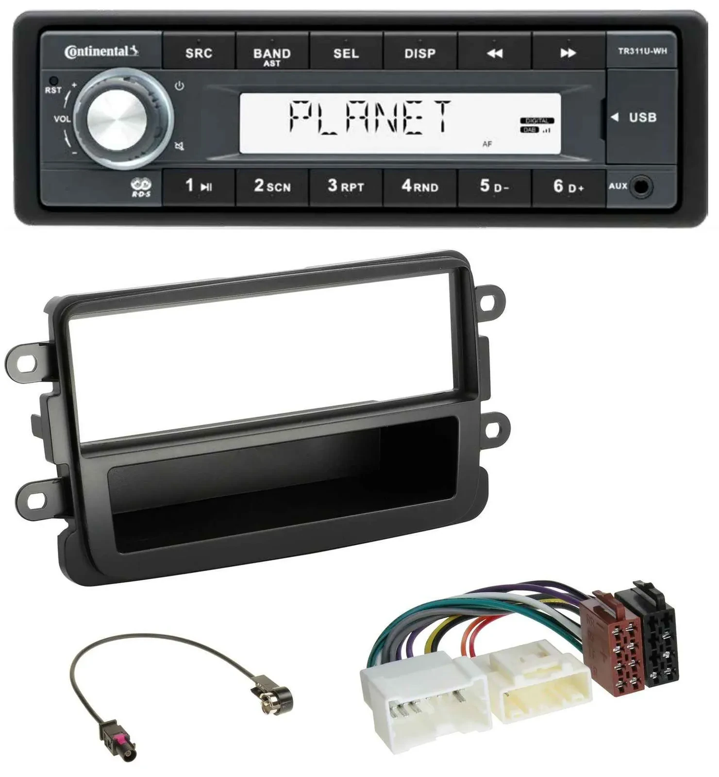 Continental USB MP3 AUX 1DIN Autoradio für Dacia Lodgy Duster Dokker Sandero sch