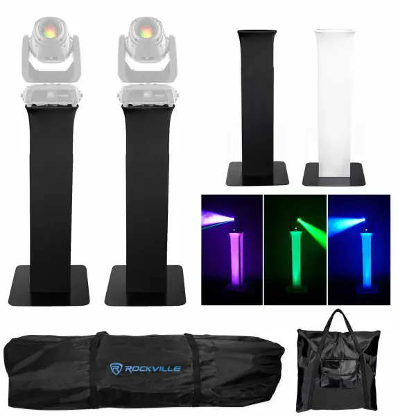 2 Totem Stands+Black+White Scrims For 2 Chauvet Intimidator Spot 375Z IRC Lights