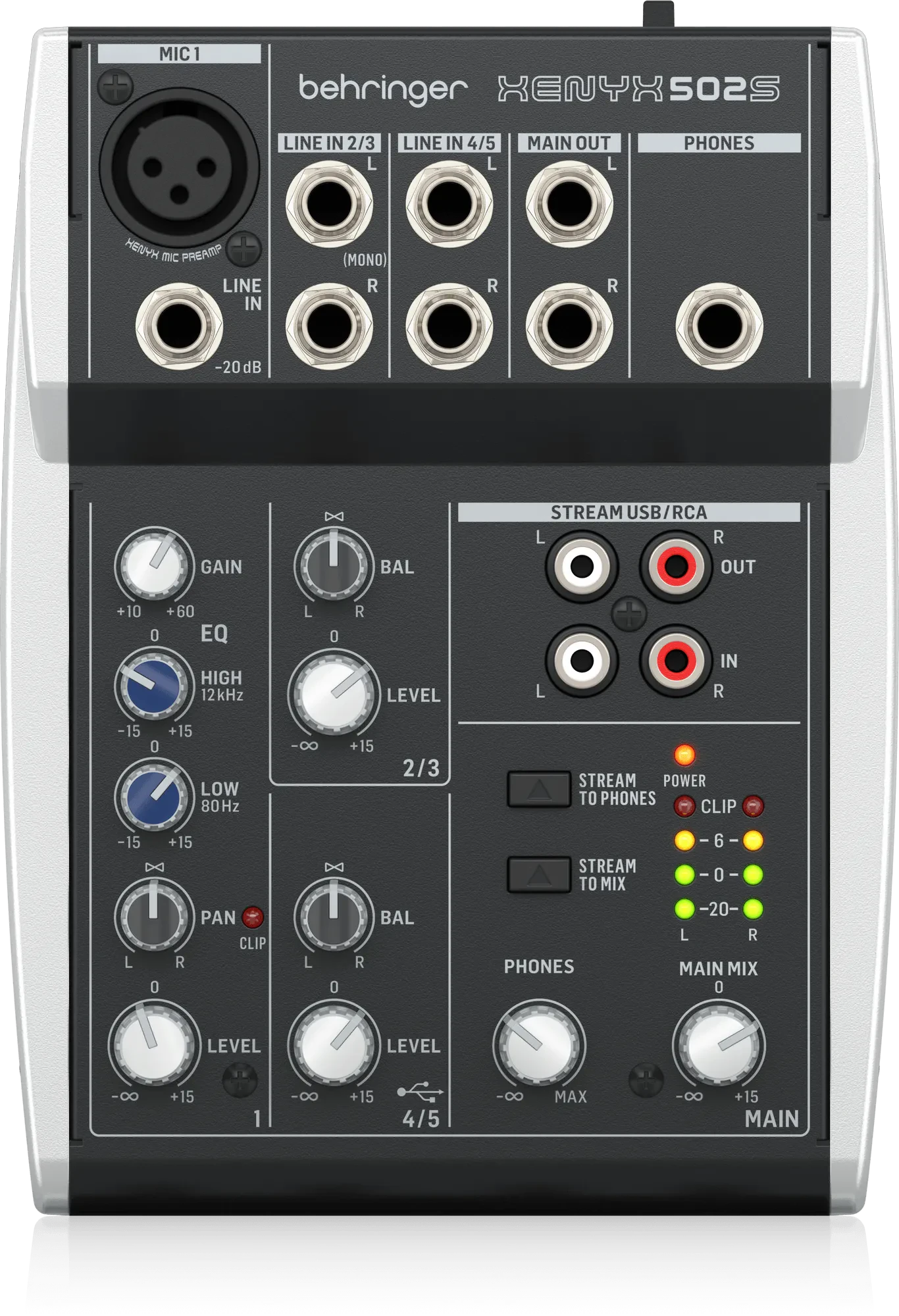 Аналоговый микшер Behringer XENYX 502S 5 входов, 2 шины выходов, предусилители XENYX