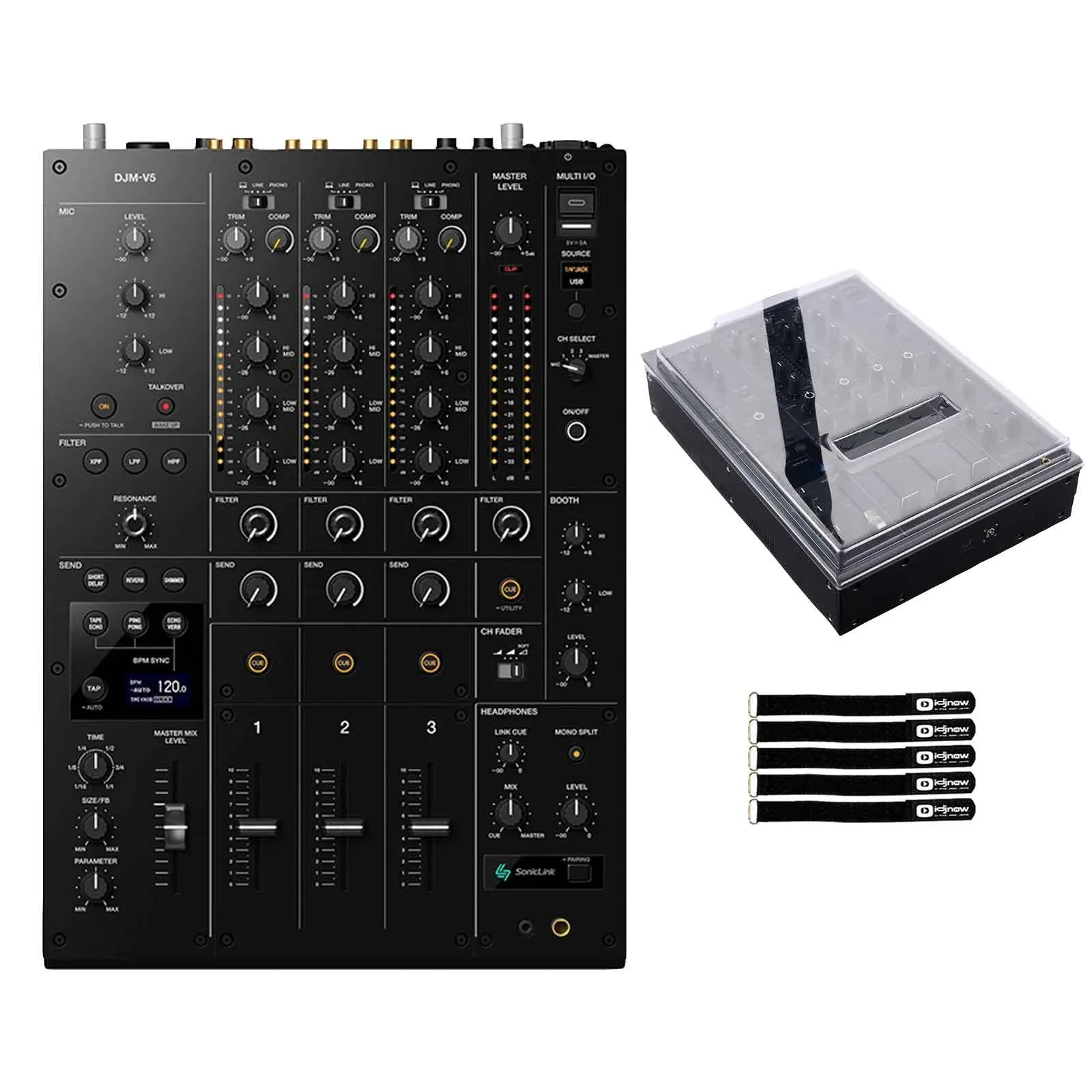 AlphaTheta DJM-V5 3-Channel DJ Mixer with Cover Package