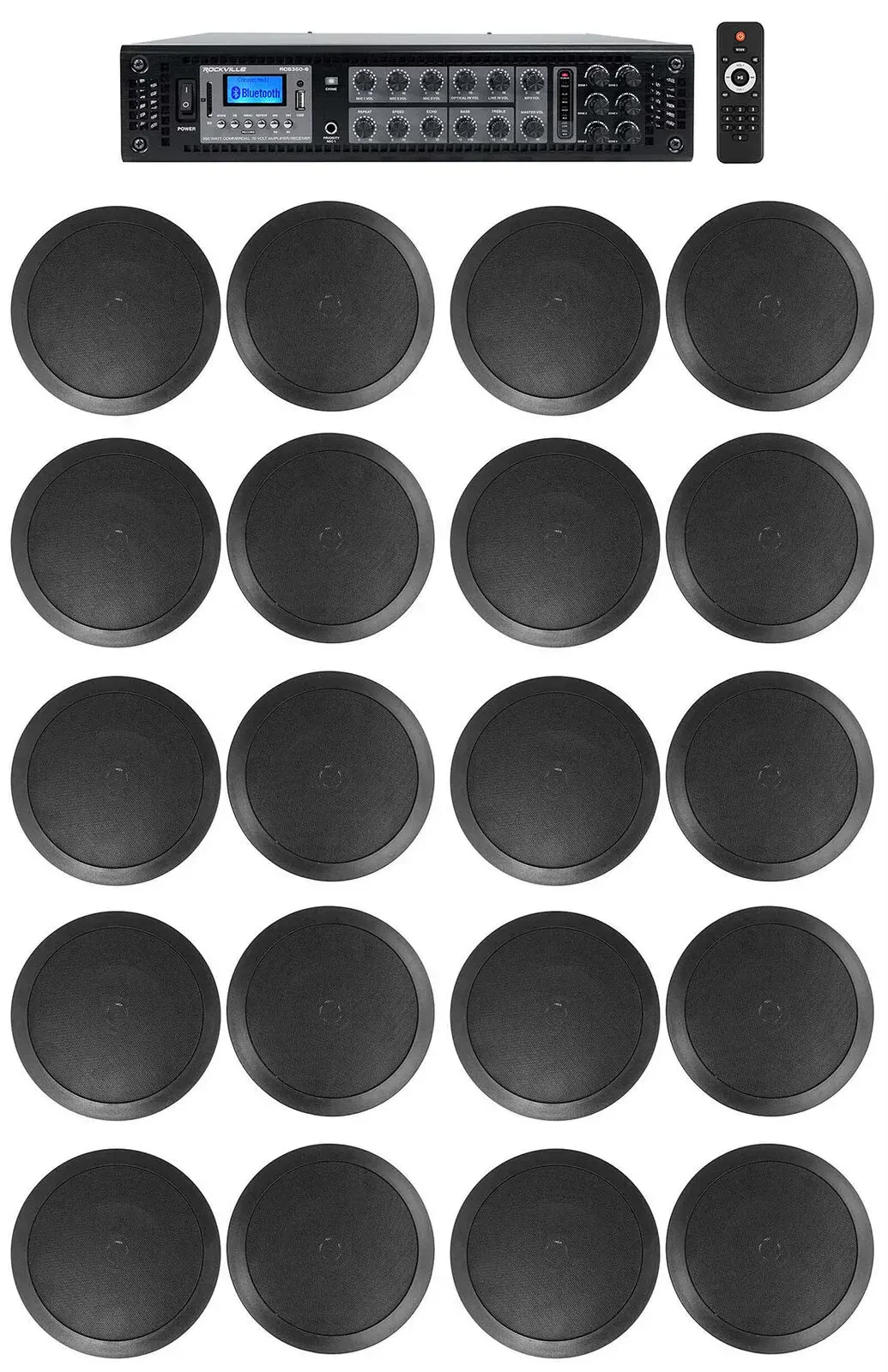 Потолочная акустика Rockville RCS350-6+(10) CC65T Bl HOTEL Black с усилителем (20 штук)