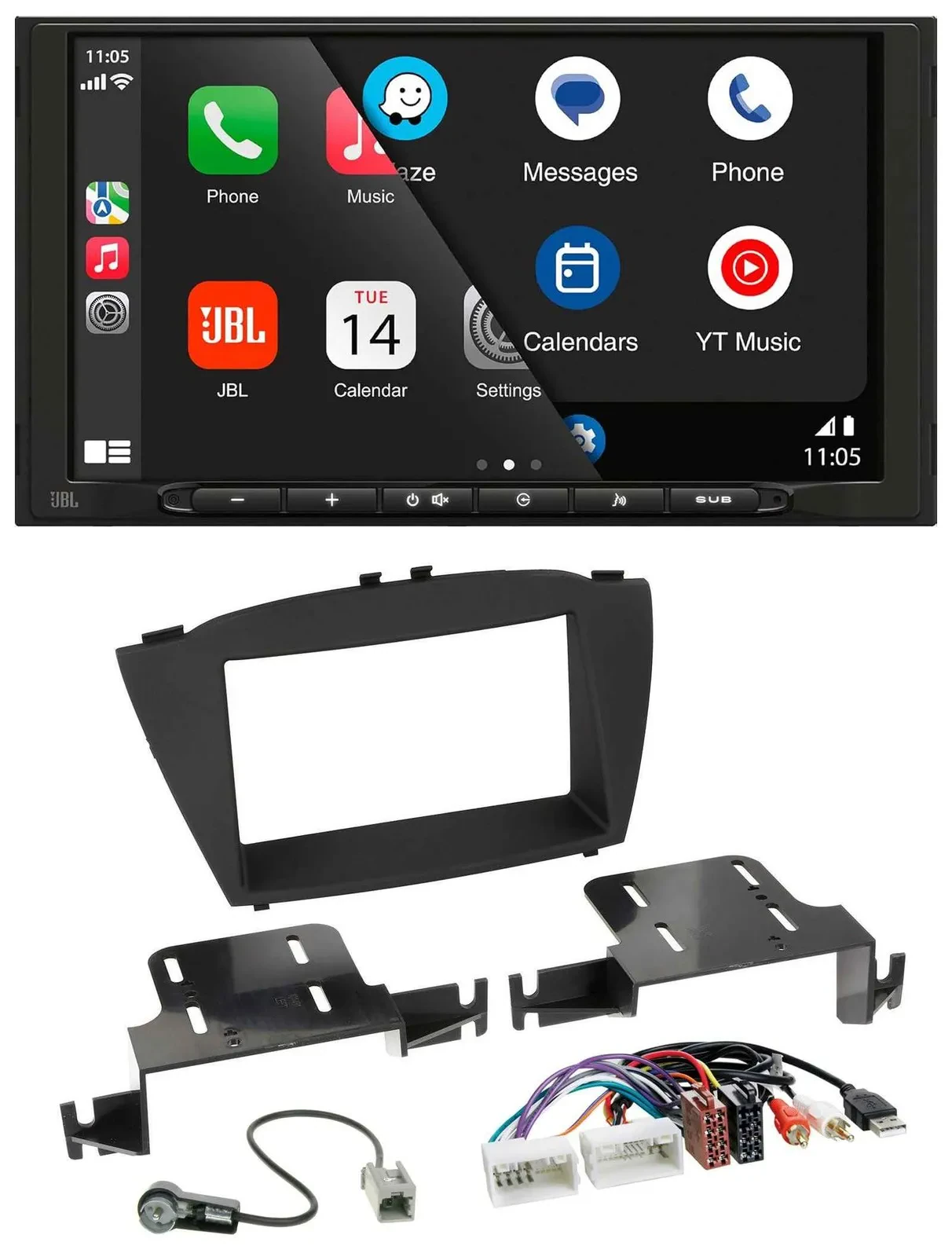 JBL USB 2DIN MP3 Bluetooth AUX Autoradio für Hyundai ix35 ab 13 AUX USB