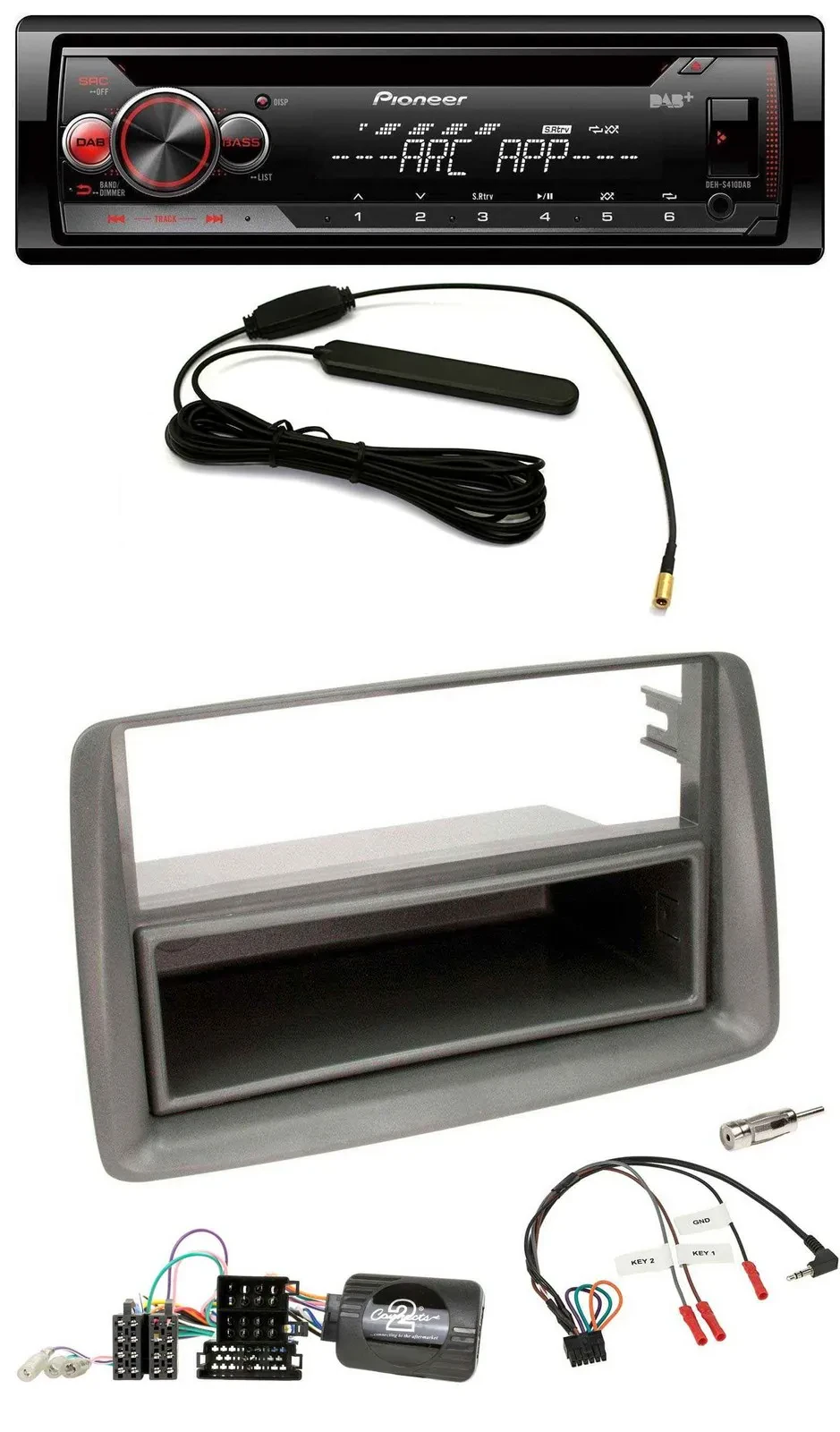 Pioneer CD USB Lenkrad DAB MP3 Autoradio für Fiat Panda 169 2007-2012 grau