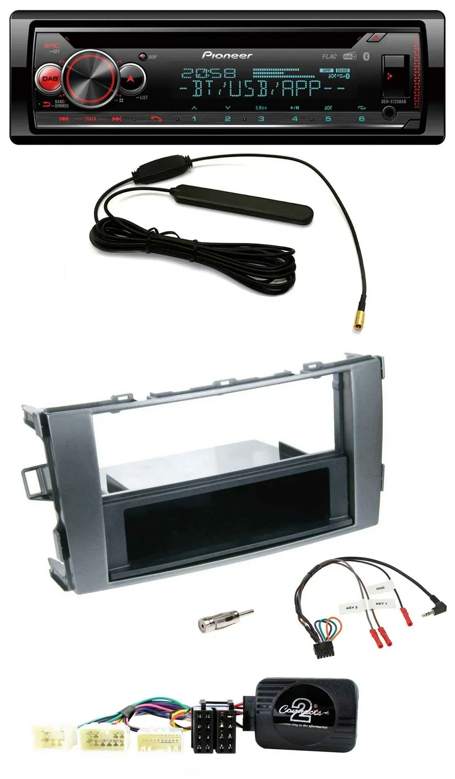 Автомагнитола для Toyota Avensis (T25) Pioneer USB, DAB, Bluetooth, CD, совместима с кнопками на руле