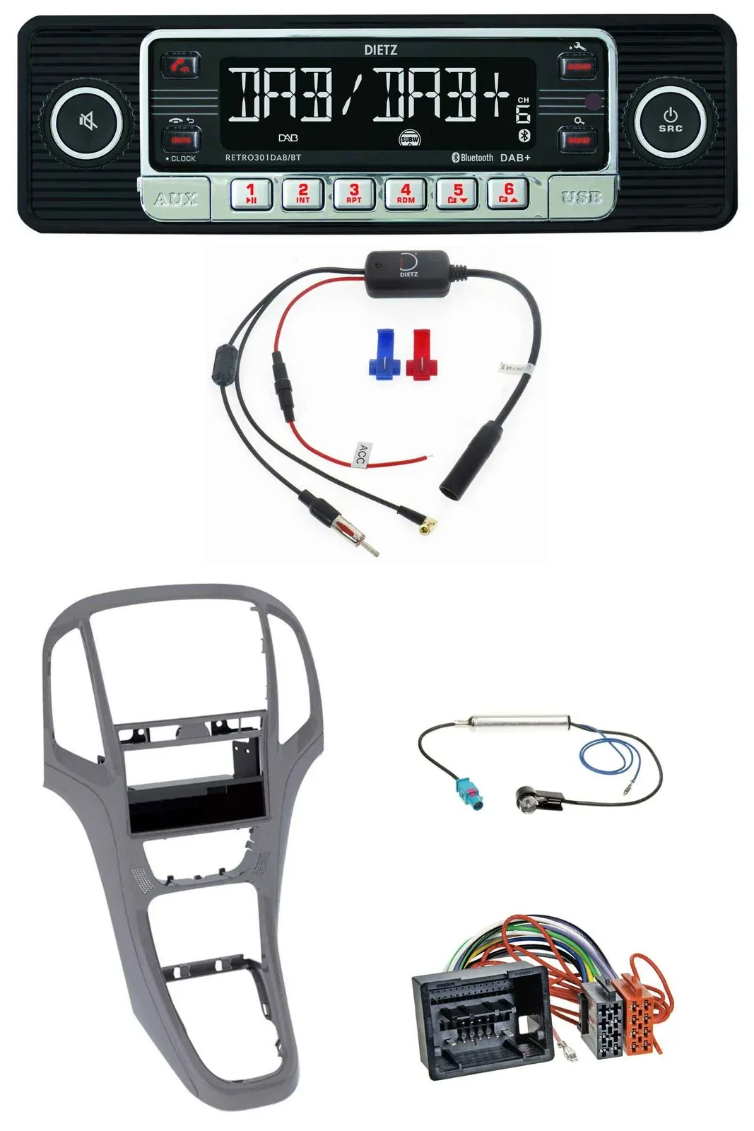 Dietz MP3 DAB Bluetooth USB Autoradio für Opel Astra J ab 2009 Titan grau