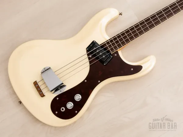 1966 Mosrite Ventures Model Bass Pearl White w/ Case, USA-Made Bakersfield