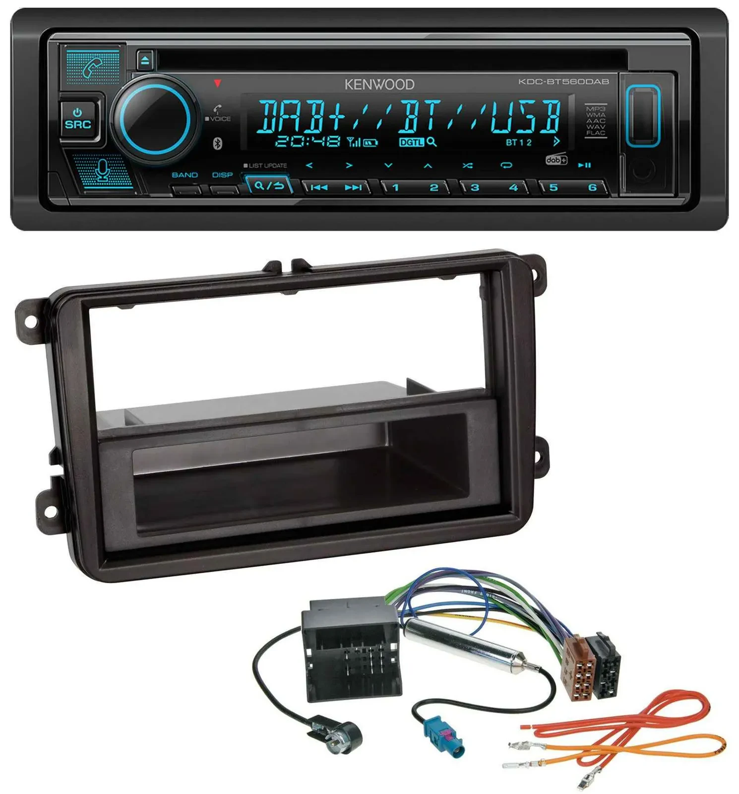 Автомагнитола для Seat Alhambra (с 2010) и Leon (2009–2012) Kenwood Bluetooth, DAB, CD, MP3, USB