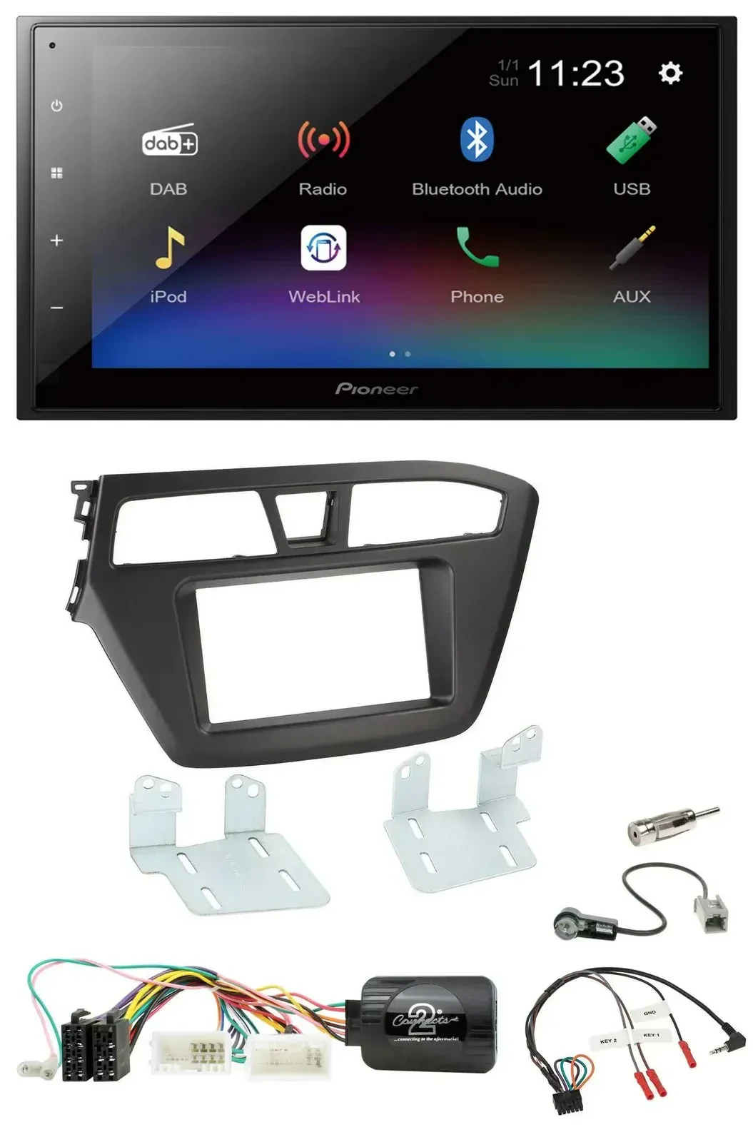 Автомагнитола Pioneer 2 DIN, USB, Bluetooth, DAB для Hyundai i20 (с 2015)