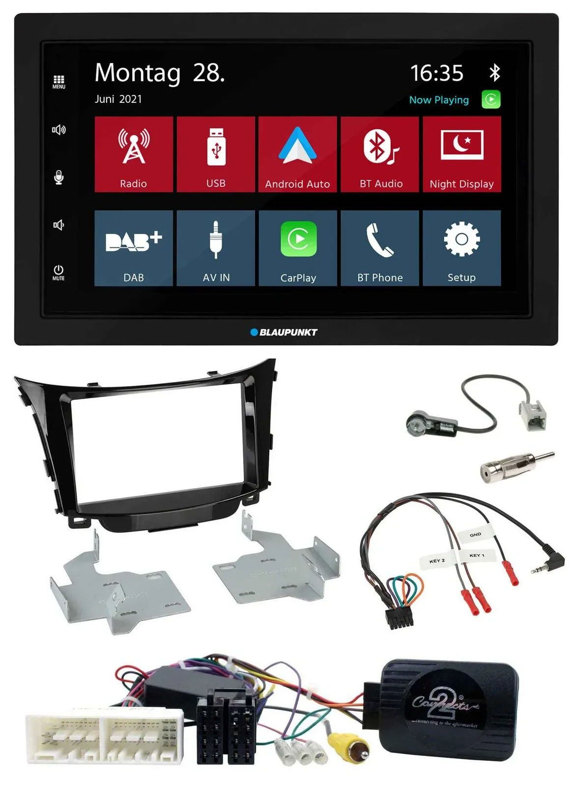 Blaupunkt Lenkrad Bluetooth DAB 2DIN USB Autoradio für Hyundai I30 ab 2017