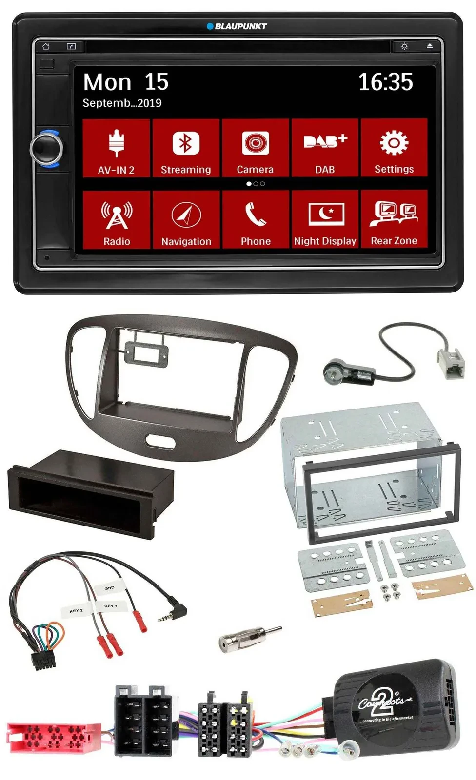 Blaupunkt 2DIN USB DAB Lenkrad Bluetooth TMC Navigation für Hyundai i10 2009-13