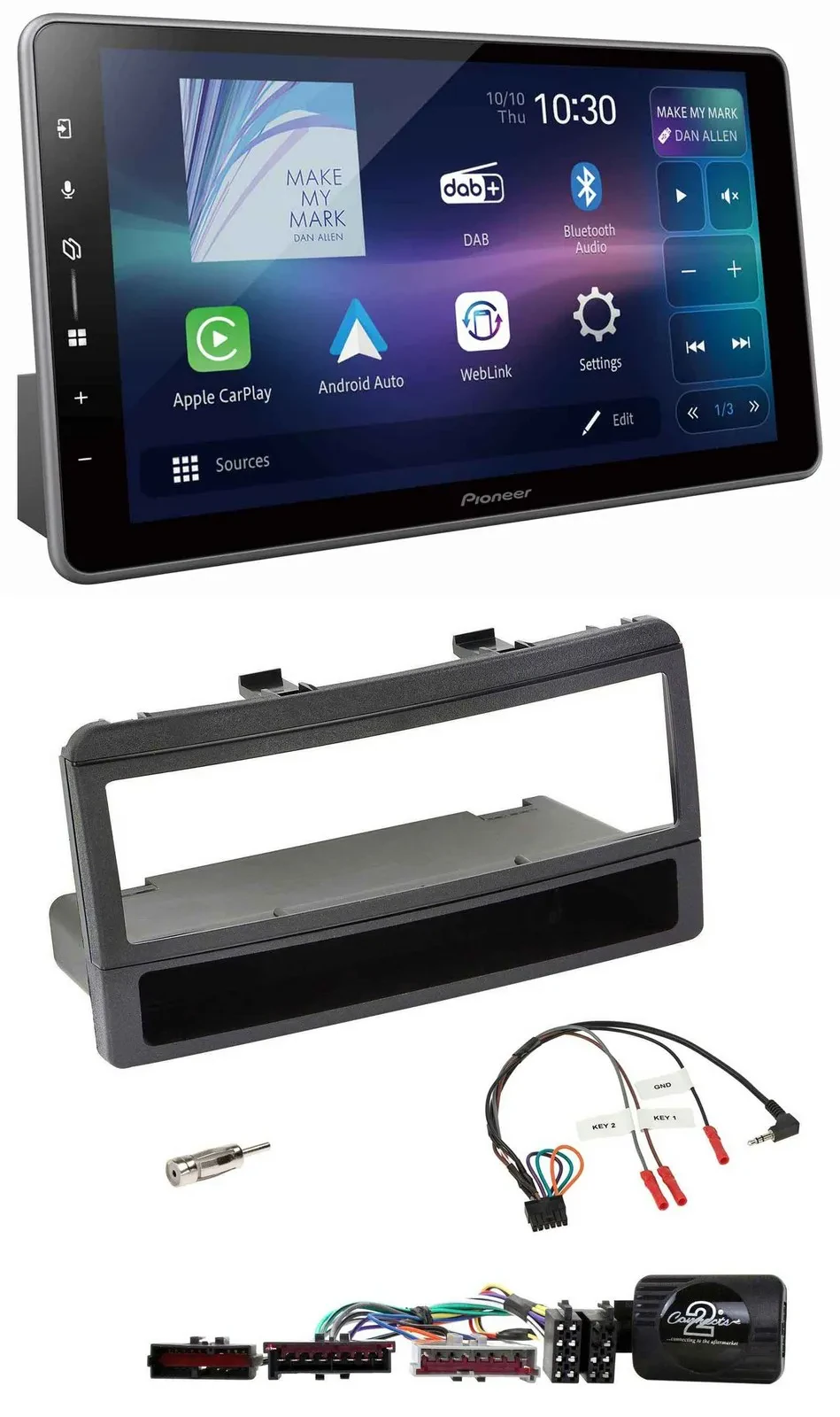 Pioneer Bluetooth USB DAB Lenkrad Autoradio für Ford Mondeo 00-02 schwarz Ablage