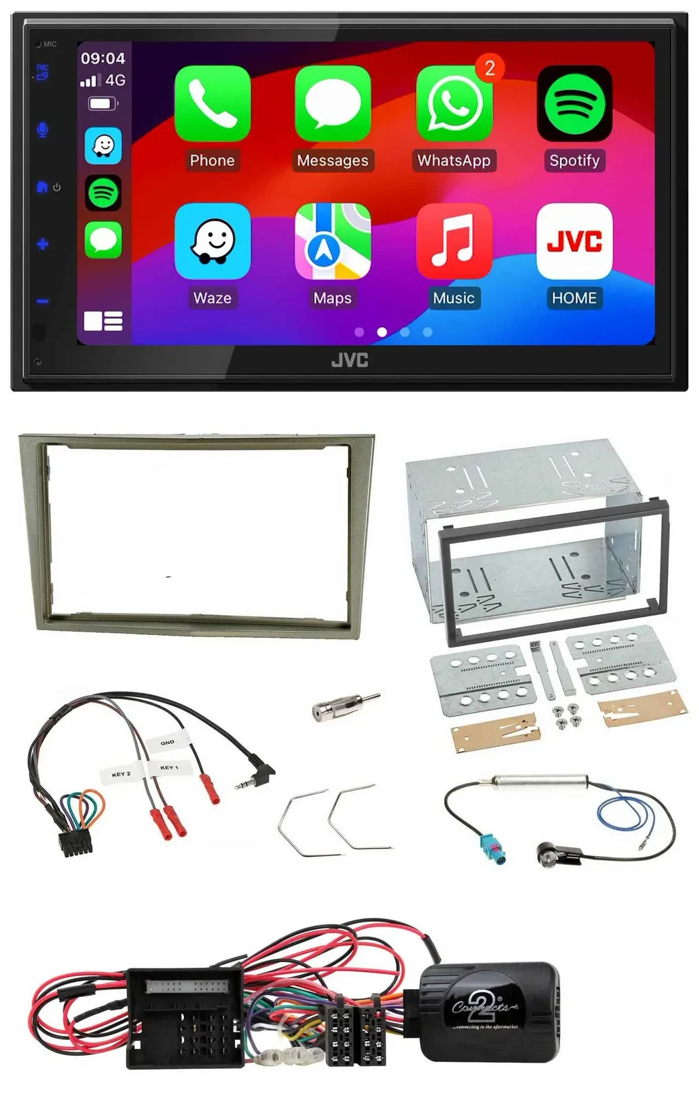 JVC Bluetooth 2DIN Lenkrad DAB USB Autoradio für Opel Corsa D satin-stone 09-14